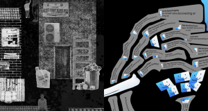 Digital collage mixing urban grayscale textures with Mac Finder icons and Disk Not Ejected Properly pop-ups.