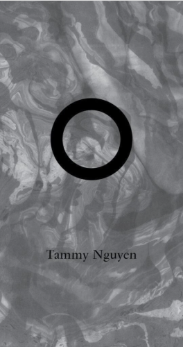 Tammy Nguyen book cover with black ring on abstract gray marble background.